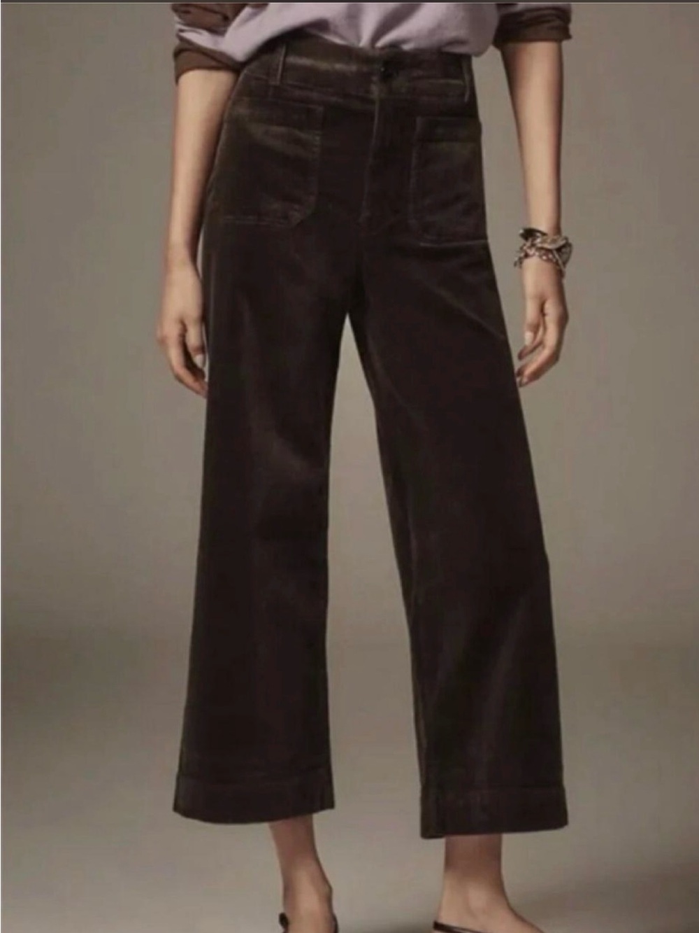 Anthropologie Maeve The Colette Corduroy Wide Leg Pants Brown 33 T Boho Fall